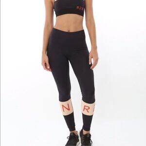 Revolve X REN Active Size M Leggings Black Cream Red High Rise Logo Full Length
